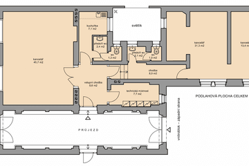 Pronájem kancelářských prostor 129 m² 1NP