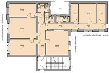 Pronájem kancelářských prostor 164 m² 2NP